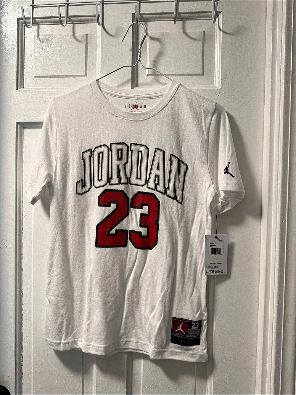 Jordan 23 Graphic Tee Boys Large White & Red